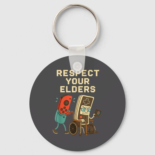 Chaveiro Respect Your Elders Retro Gaming Funny Gamer Contr (Frente)