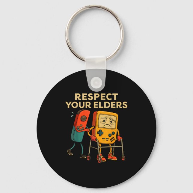 Chaveiro Respect Your Elders Retro Gaming Funny Gamer Contr (Frente)