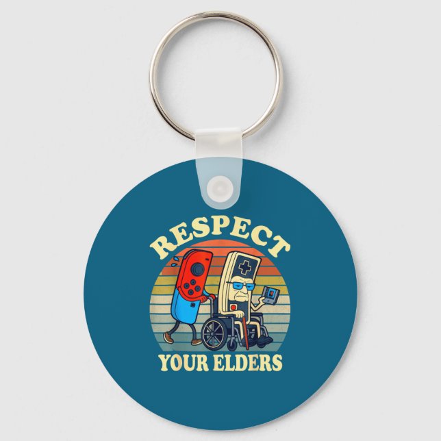 Chaveiro Respect Your Elders Retro Gaming Funny Gamer Contr (Frente)