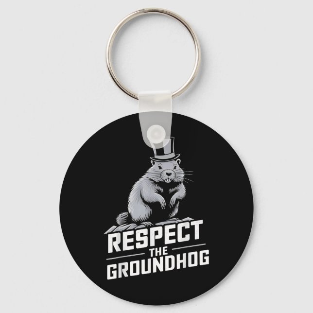Chaveiro Respeite O Dia De Porco Terrestre No Groundhog _2 (Frente)