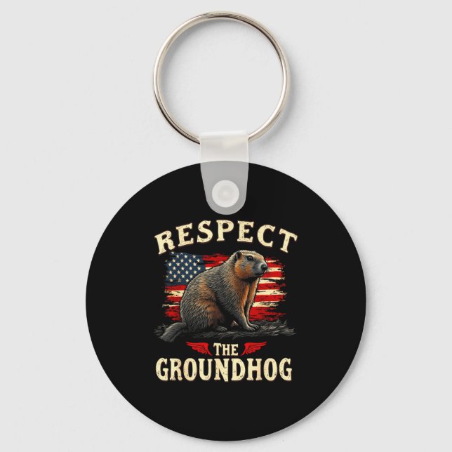 Chaveiro Respeite O Groundhog Feliz Dia Do Ground-hog _1  (Frente)