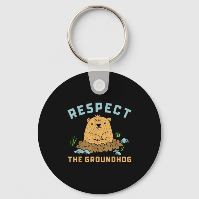 Chaveiro Respeite O Groundhog Imagem Divertida De Marmota  (Frente)