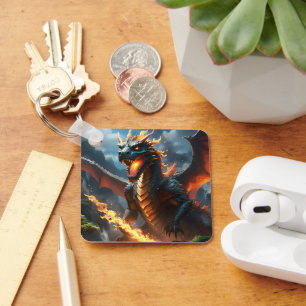 Chaveiro "Respiração do Inferno: A Chama do Dragão"