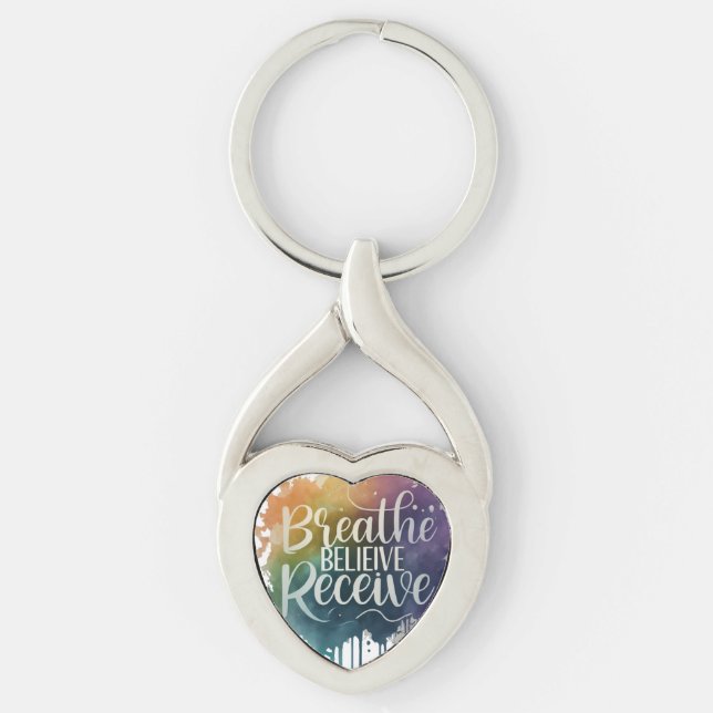 Chaveiro Respire, Acredite, Receba - Twisted Heart Keychain (Frente)
