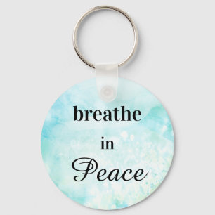Chaveiro *~* Respire em Peace Mint Turquoise Watercolor