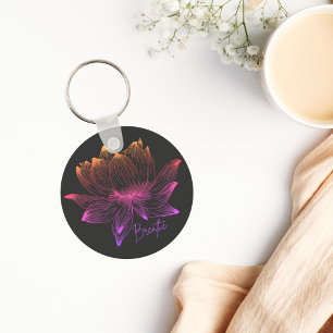 Chaveiro Respire Lotus Floral Preto Mindfulness