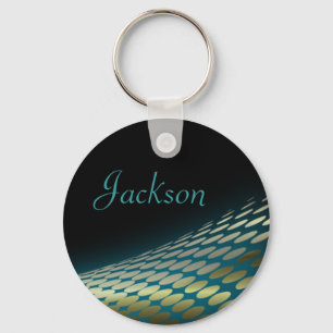 Chaveiro Reticulações Dourados & azuis do Keyring conheci