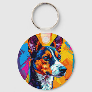 Chaveiro Retrato Abstrato do Cão Basenji