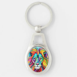 Chaveiro Retrato Colorido da Cabeça de Leão