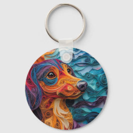 Chaveiro Retrato Colorido de Cão Dachshund
