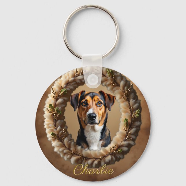 Chaveiro Retrato de Animal de Estimação Personalizado – Bas (Frente)