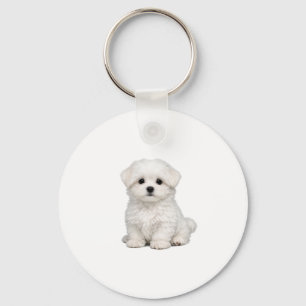 Chaveiro Retrato de Cachorrinho Maltês Branco Fofinho Amant