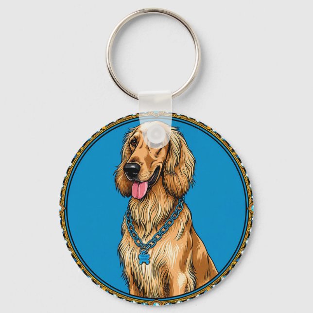Chaveiro Retrato de Cachorro em Moldura Ornamentada (Frente)