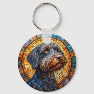 Chaveiro Retrato de Cachorro em Vidro Colorido