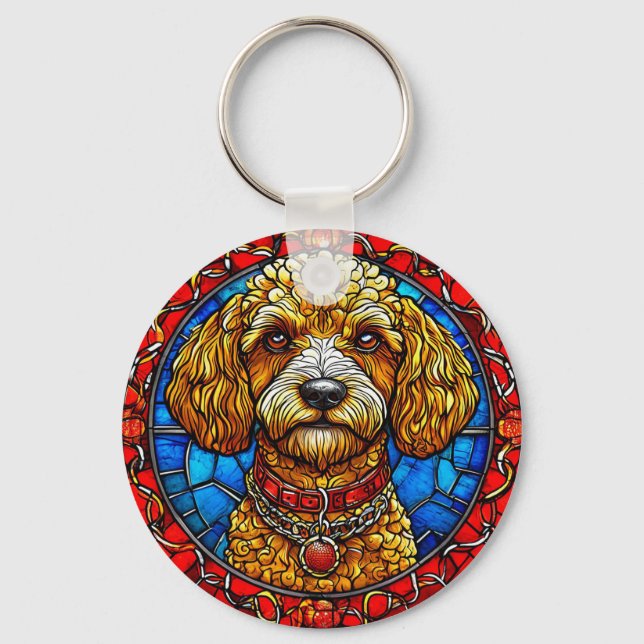 Chaveiro Retrato de Cachorro em Vidro Colorido (Frente)