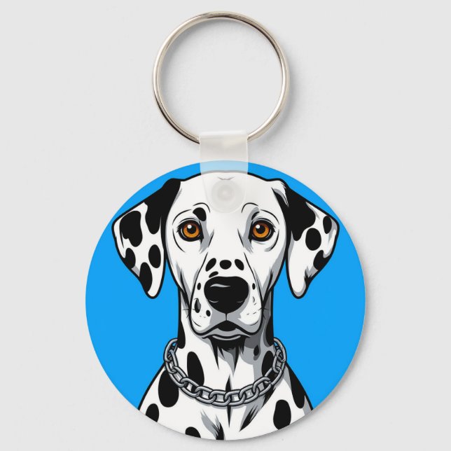 Chaveiro Retrato de Cão Dalmata com Fundo Vibrante (Frente)