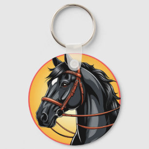 Chaveiro Retrato de Cavalo Preto Elegante