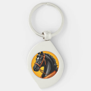 Chaveiro Retrato de Cavalo Preto Elegante