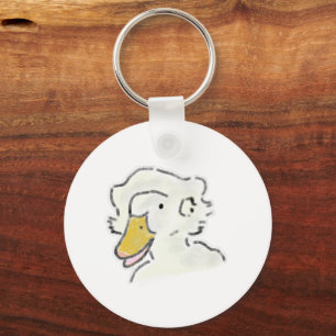 Chaveiro Retrato de Ganso Branco com Bico Amarelo Desenho