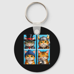 Chaveiro Retrato de Gato Fofo Arte Pop Gatos Bloco de Cor F