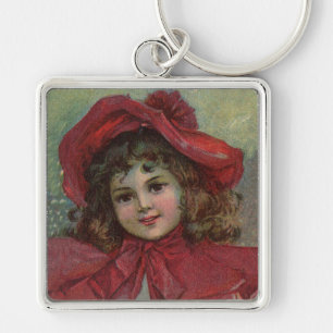 Chaveiro Retrato de menina com chapéu vermelho infantil vit