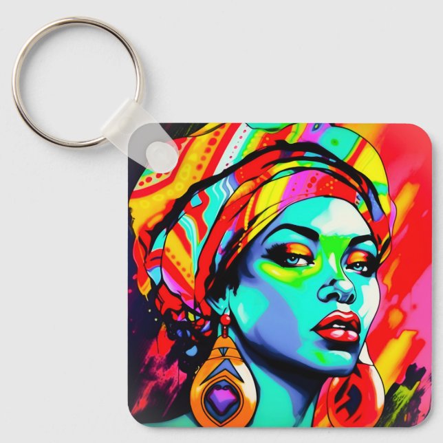 Chaveiro Retrato de pop Art (Frente)