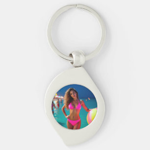 Chaveiro Retrato de Praia Twilight — Mulher do Neon Pink Bi