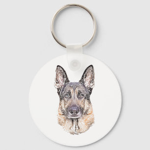 Chaveiro Retrato de um Cachorro German shepherd Arte Espeta