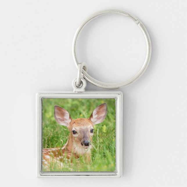 Chaveiro Retrato de uma Fawn (veado branco) (Frente)