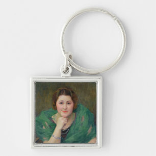 Chaveiro Retrato de uma mulher do russo com um lenço verde
