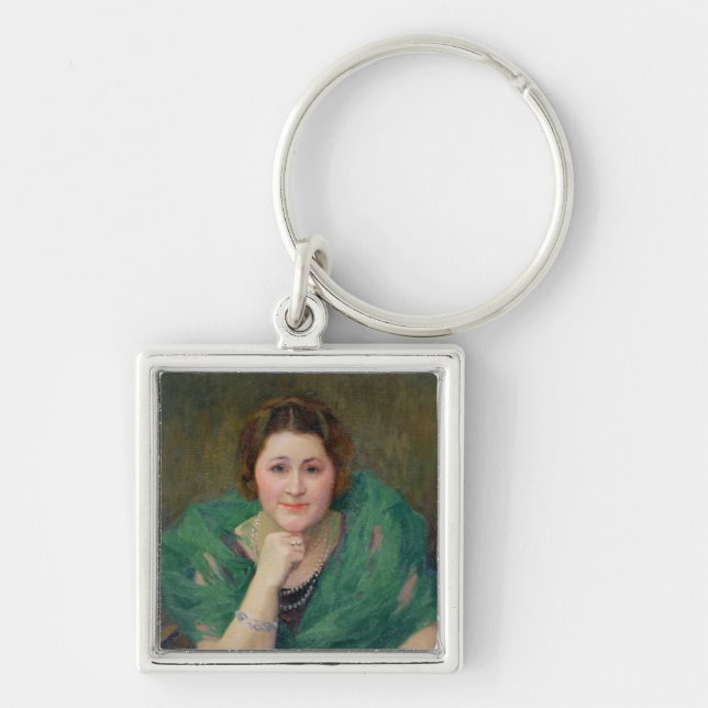 Chaveiro Retrato de uma mulher do russo com um lenço verde (Frente)