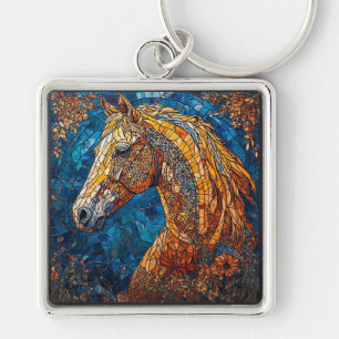 Chaveiro Retrato De Vidro Estreito Elegante Cavalo