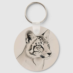 Chaveiro Retrato Detalhado de Lince em Arte Linear