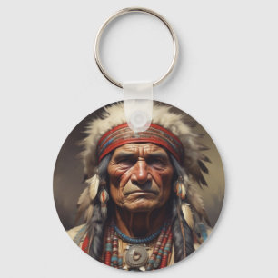 Chaveiro Retrato do guerreiro-chefe indiano Geronimo