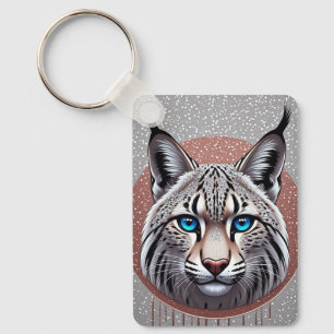 Chaveiro Retrato Geométrico de Lince Selvagem Com Acentos d