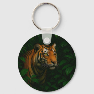 Chaveiro Retrato Majestoso do Tigre de Bengala na Selva Vid