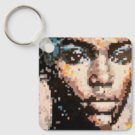 Chaveiro Retrato pixelado com expressão feroz