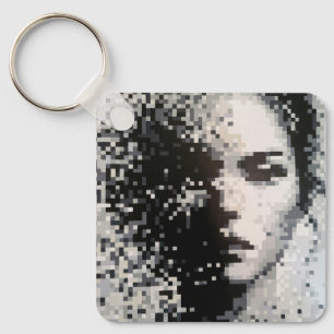 Chaveiro Retrato pixelado preto e branco
