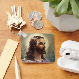 Chaveiro Retrato Religioso Vintage, Jesus Cristo com Auréol