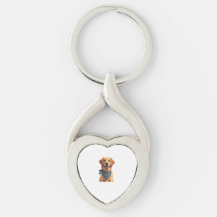 Chaveiro Retrato Vintage do Golden Retriever com Faixa Colo