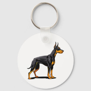 Chaveiro Retratos de um cão Doberman cabeça vista frontal
