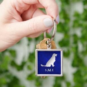 Chaveiro Retriever Ouro Azul de Prata Monograma