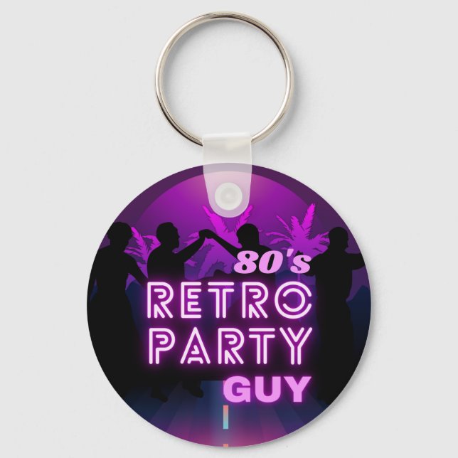 Chaveiro Retro 80s Disco Dance Party Neon Purple Funky (Frente)