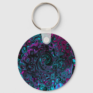 Chaveiro Retro Aqua Magenta e Abstrato preto
