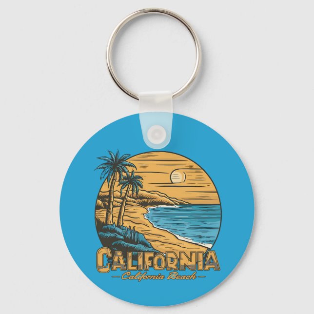 Chaveiro Retro California Sunset Beach Scene (Frente)