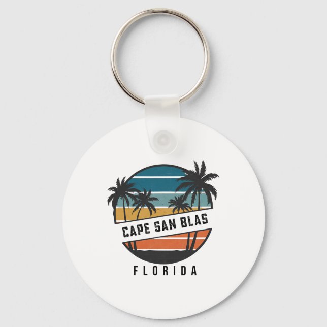 Chaveiro Retro Cape San Blas Flórida Prancha de Surfe Surfa (Frente)