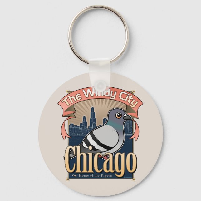 Chaveiro Retro Chicago Pigeon (Frente)