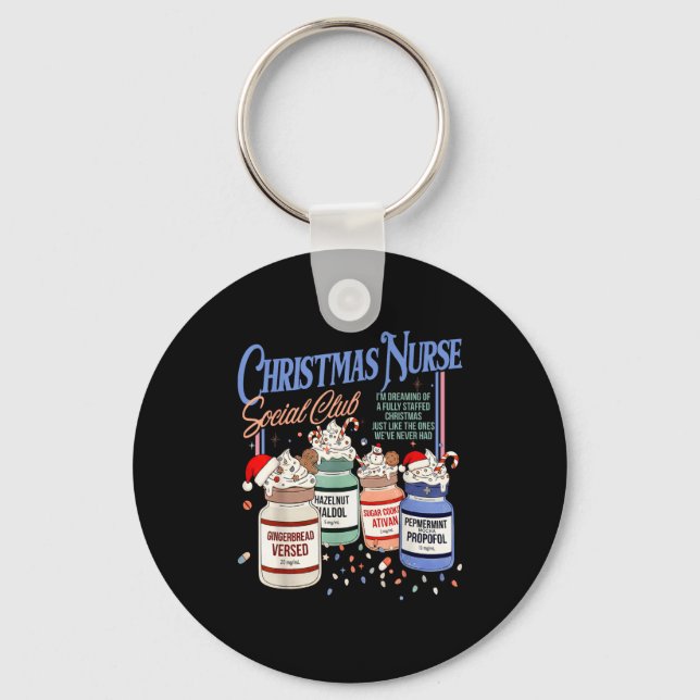Chaveiro Retro Christmas Nurse Social Icu Nurse Profol Xmas (Frente)