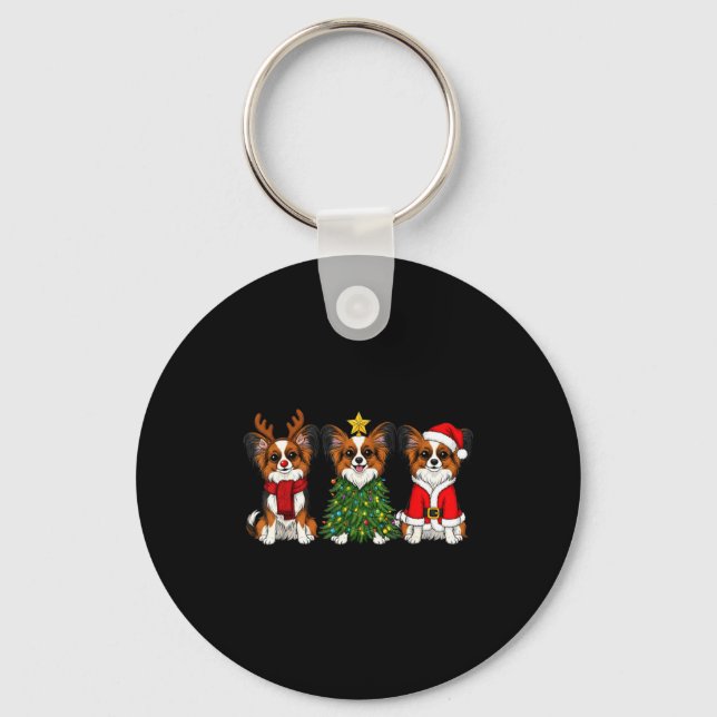 Chaveiro Retro Christmas Pallon Dog Lover Santa Reindeer  (Frente)