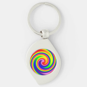 Chaveiro Retro Colorido Hippie Rainbow Swirl
